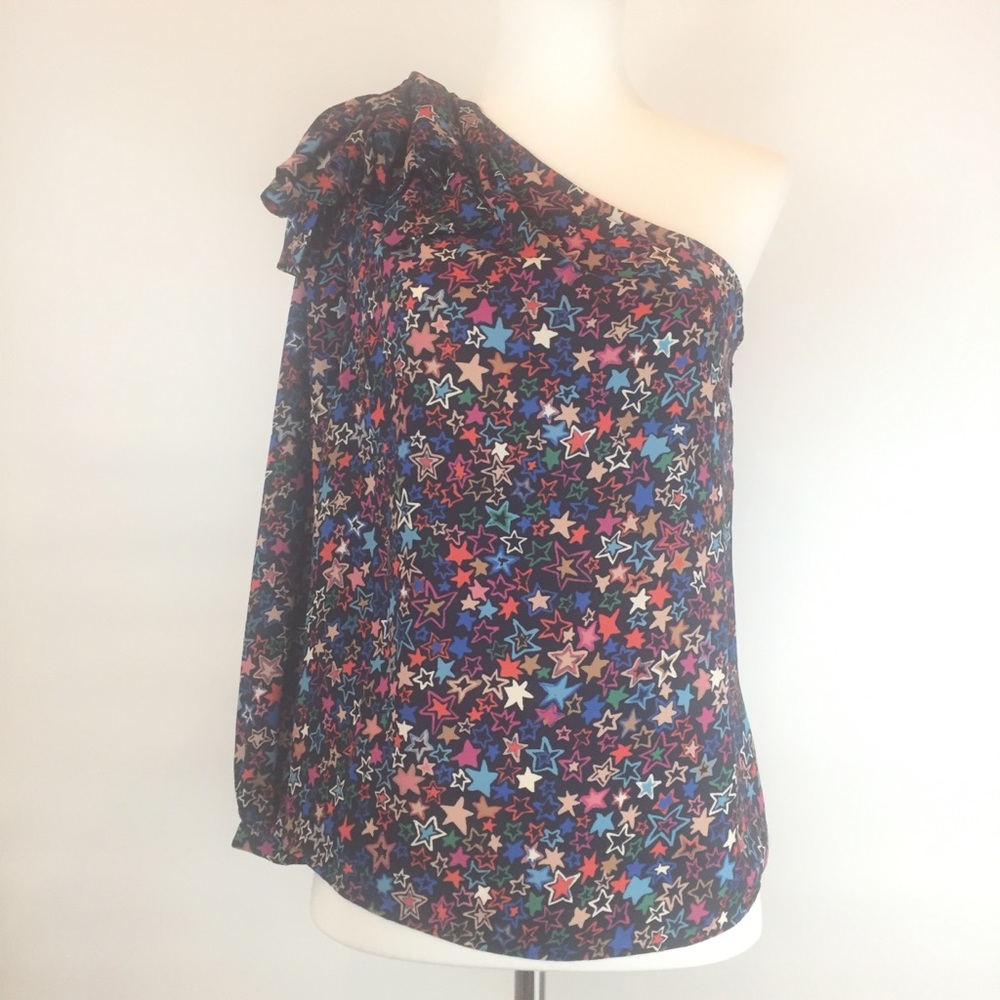 J Crew one shoulder sleeve top with bow size S